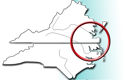 Map of coastal Virginia & North Carolina